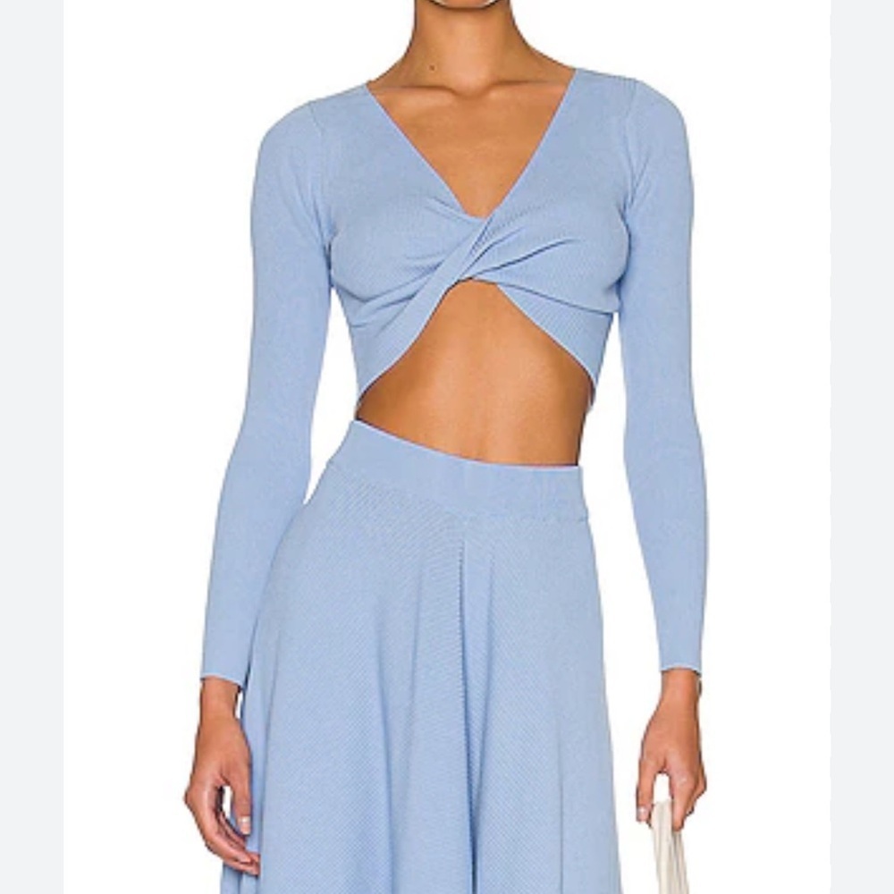 Minkpink Blue Twist-Front Crop Top, size medium